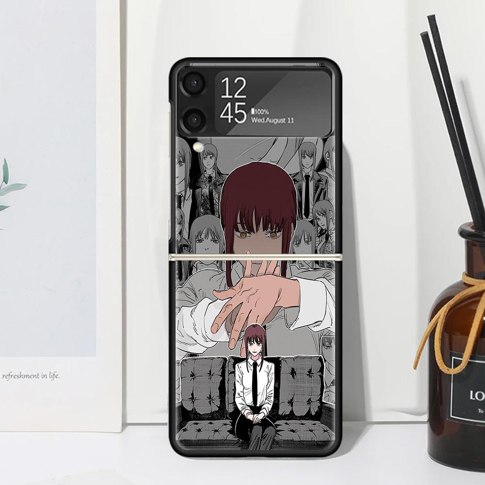 

Chainsaw Makima Power Phone Case For Samsung Galaxy Z Flip 7 Flip7 Zflip 6 Flip6 5 Flip5 4 Flip4 3 Flip3 5G Fundas Black Cover G Samsung Z Flip 4