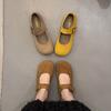 Korean version of retro round head shallow mouth matte single shoes women's summer 2025 new one-word strap flat Mary Jane shoes