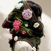 Bohemian Hooded Capelet Hat Comfortable Crochet Design Fringe Headwear with Floral Detailing Soft Winter Wear Gear