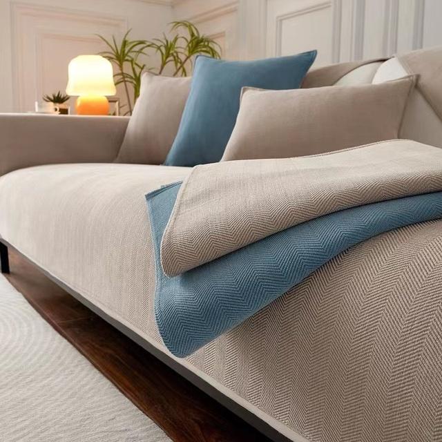 High Grade Four Season Universal Sofa Furniture Towel For Living Room Room Solid Color Chenille Living Sofa Cover Non -Slip Sectional Couch Cover 1 pillowcase 50x30cm хаки