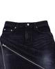 The Museum Visitor Diagonal Zipper Detailed Washed Denim Skirt (Black)