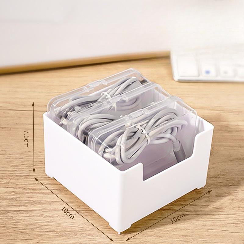 

Data Cable Storage Box Headphone Card Holder Multi-functional Transparent Small Box Storage Box Plastic Compartmentalized Box
