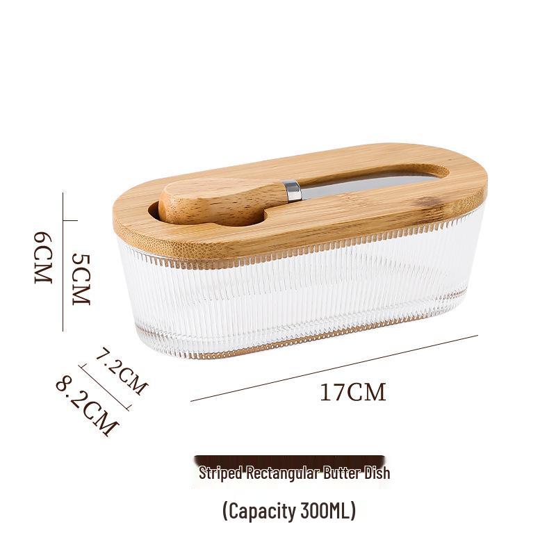 Transparent Glass Butter Dish with Lid & Spreader - Cheese Fresh-Keeping Box for Home Use