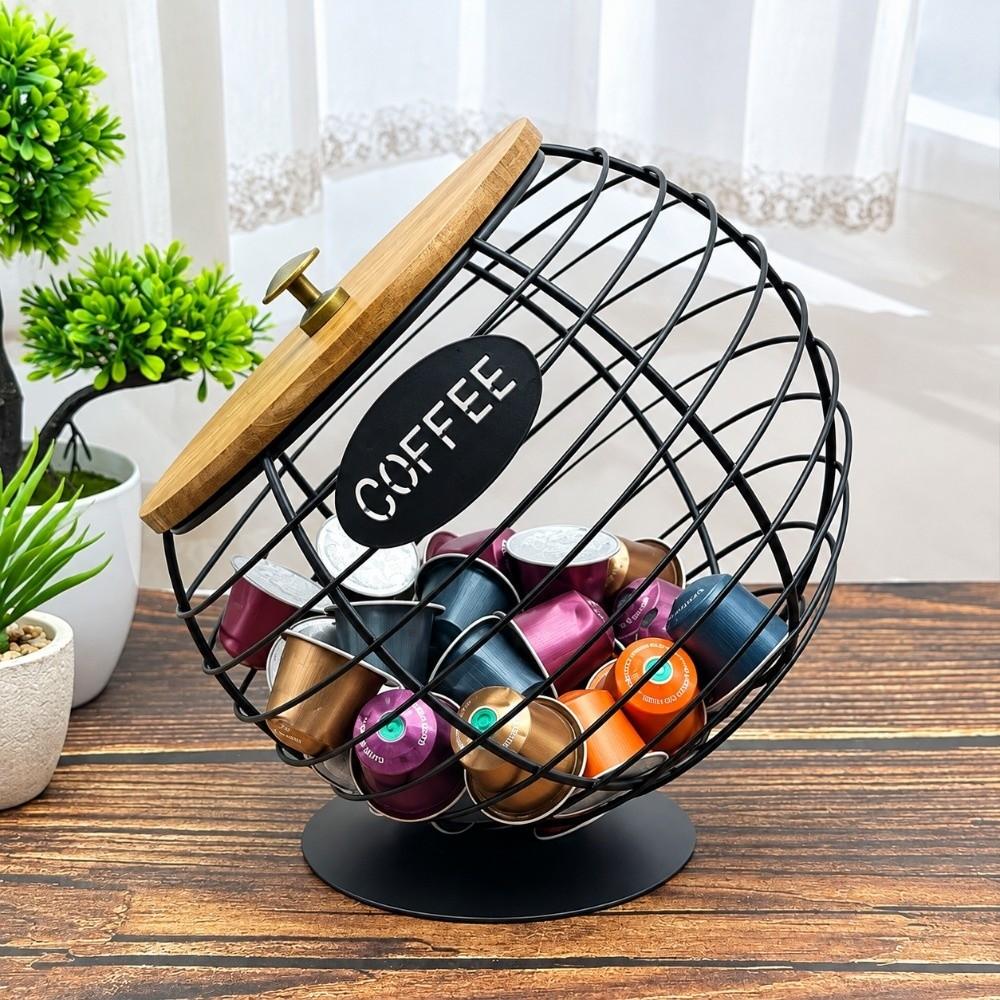 Wire Basket Coffee Pod Holder Multicolor Desktop Organizer Container Coffee Pod Organizer Cafe