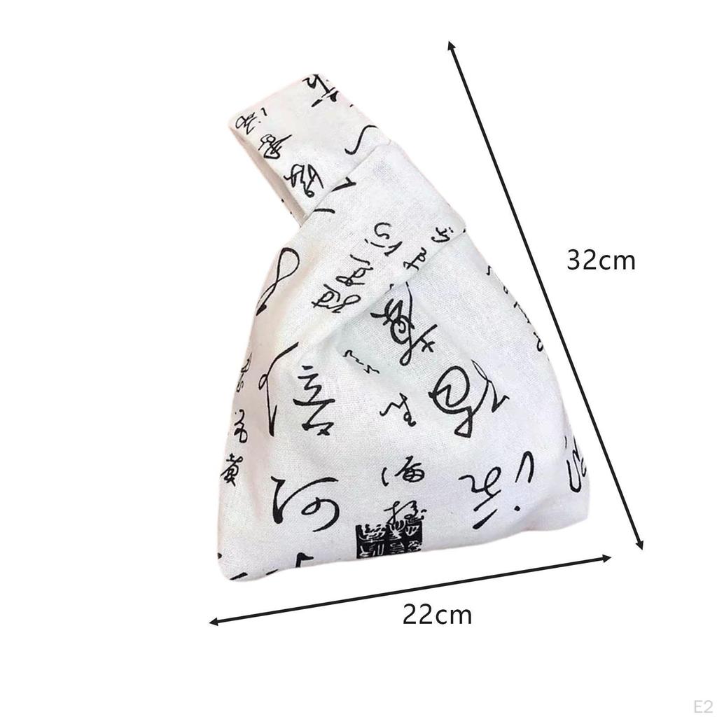 Chinese Calligraphy Pattern Knot Bag Casual Portable Purse for Business Events