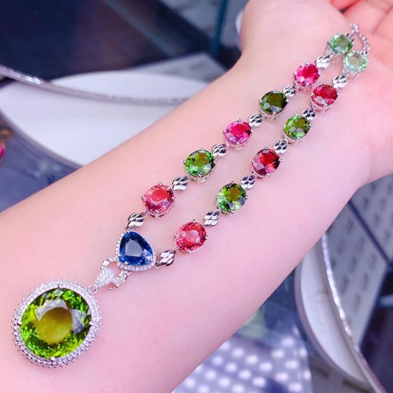 

BELLA BOX Легке розкішне темпераментне кольорове турмалінове намисто цукеркового кольору підходить для жіночих банкетів, вечірок, модні прикраси No.1 зелений