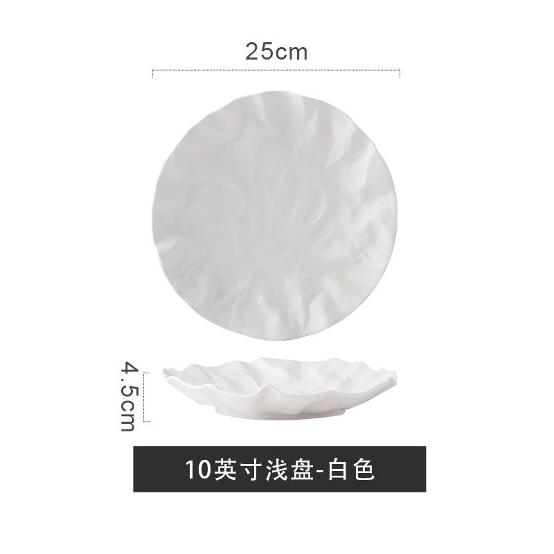 Japanese-style Cloth Western-style Dish Folding Shallow Steak Plate Restaurant High-grade Plate Ceramic Tableware.