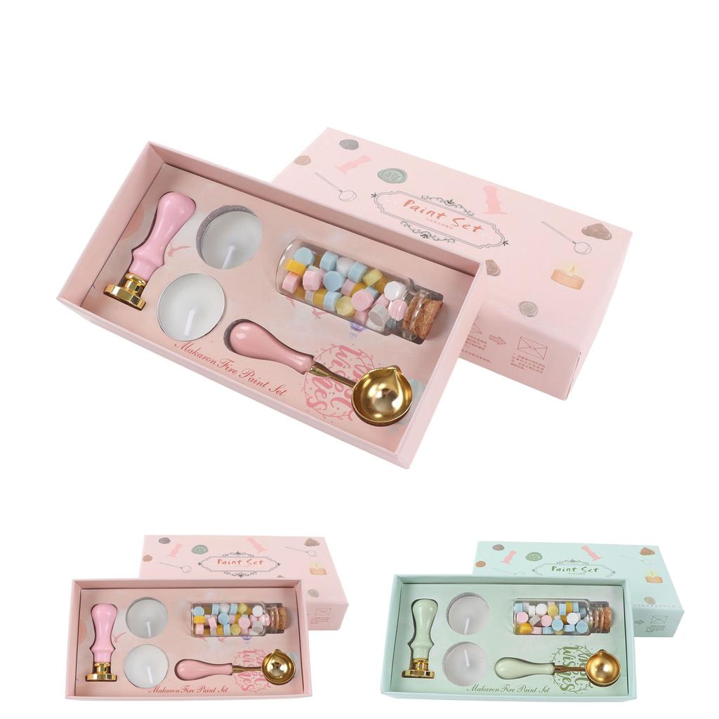 Wax Stamp Kit Retro Removable Handle Iris Pattern Wax Stamp Sealing Kit for Envelope Invitation