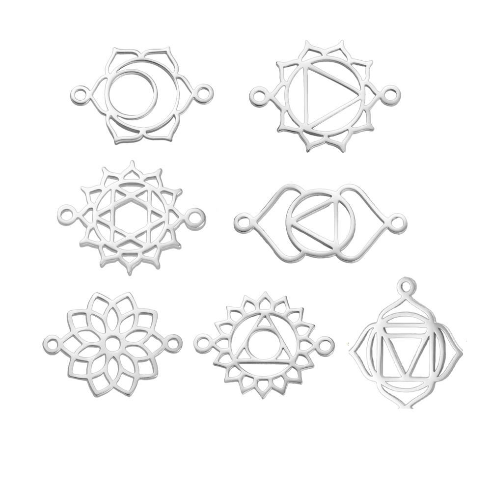 

Teamer 7pcs/Lot Chakra Yoga Charms For Bracelet Necklace Stainless Steel Pendant Jewelry Making Amulet Spiritual Accessories new