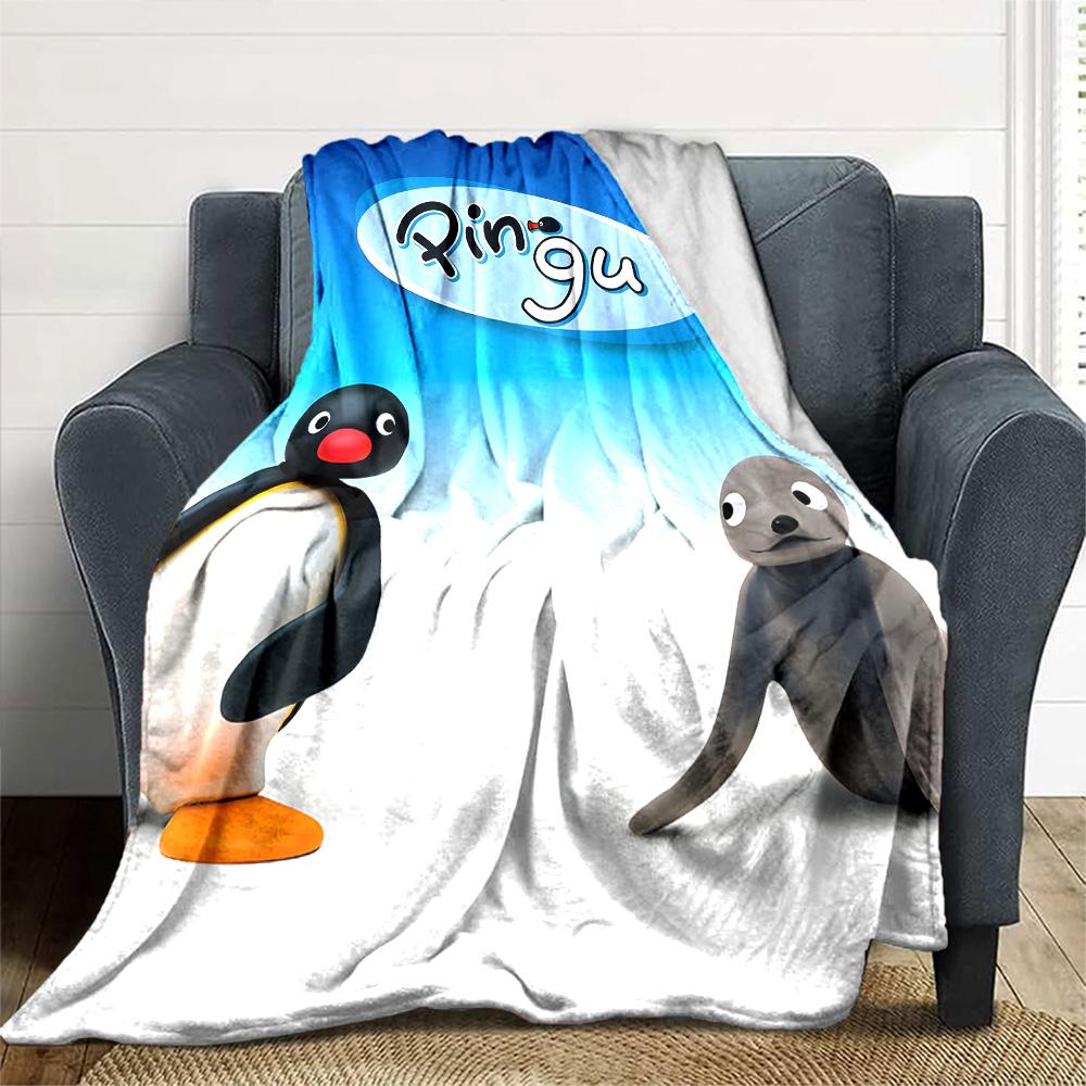 1pc Pingu3 Blanket, Gift, for Men and Women, Soft Blanket, Good for Sofa Bed Couch Travel, Lightweight Flannel Blanket