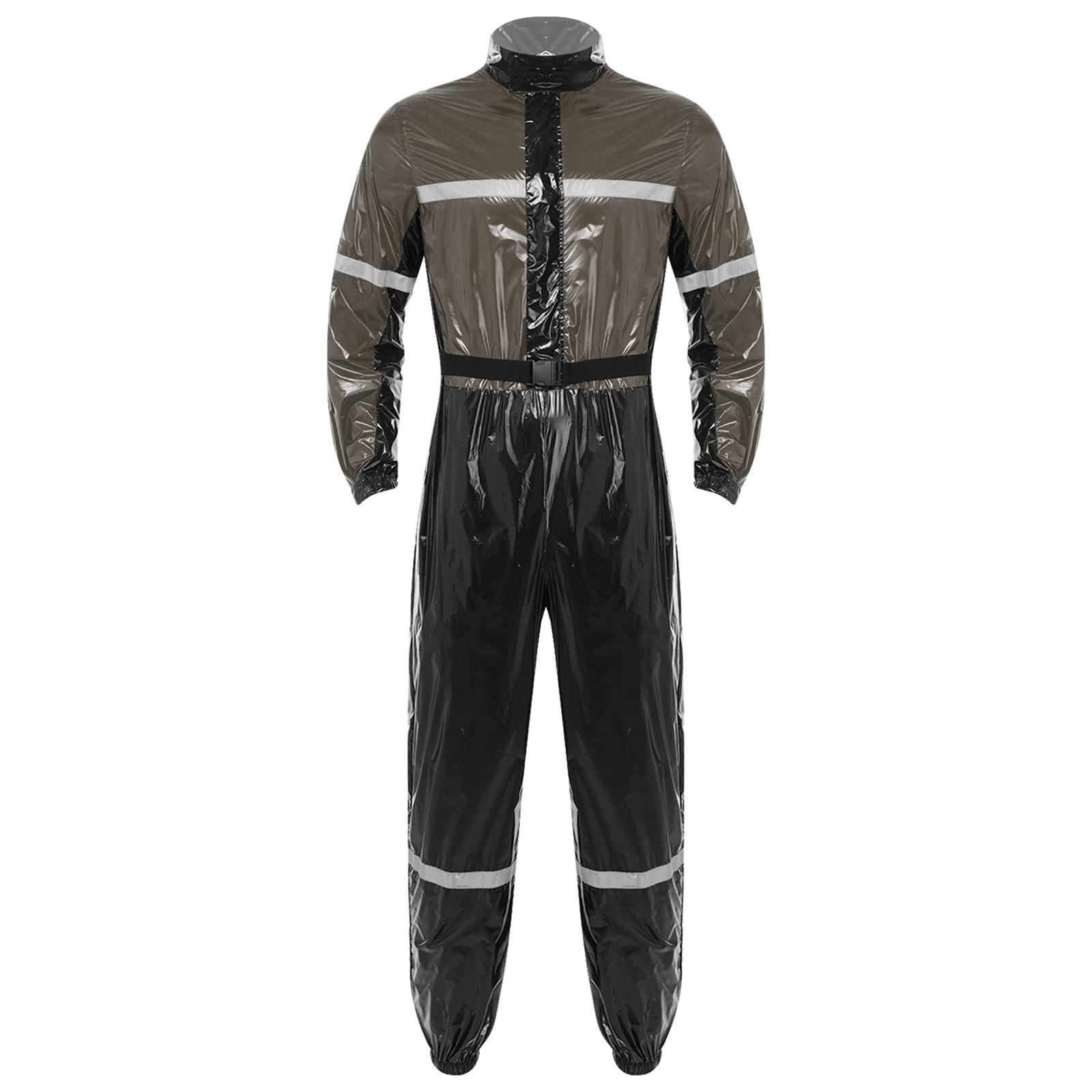 

Men Stand Collar Long Sleeve Zipper Belted Jumpsuit Work Coveralls M сірий