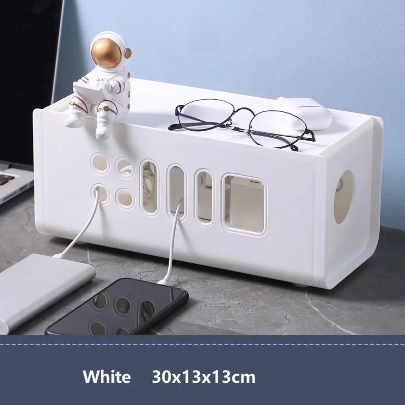 Desktop Plug-in Board Storage Row Plug Power Cord Plastic Storage Box Items Cable Organizer Holder Electric Socket Organizer