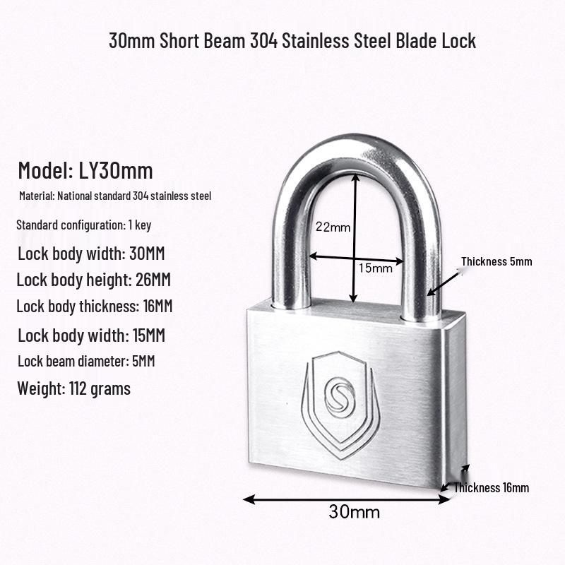 304 Stainless Steel Waterproof Anti-theft Door Padlock - Rustproof, Rainproof & Anti-pry for Outdoor Use