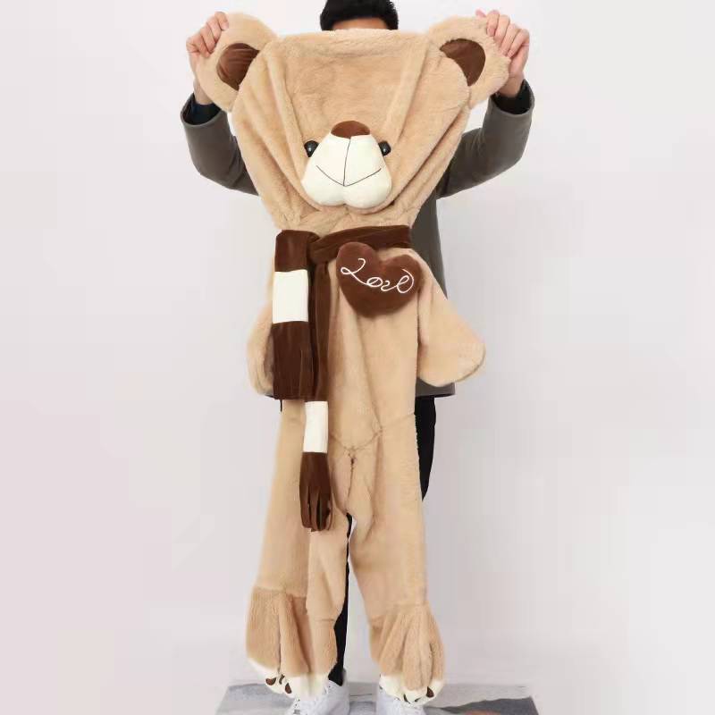 80-200cm Giant Skin Plush Toy Soft Big Animal Love Scarf Bear Empty Cushion Pillow Gifts
