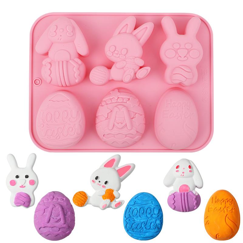 Easter Bunny Egg Shaped Silicone Mold DIY Cake Cookies Mold Chocolate Candy Baking Tool for Easter Birthday Party Decoration