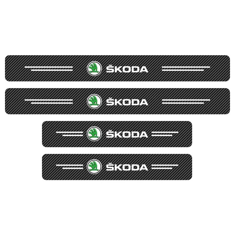 BAUH3 Carbon Fiber Threshold Sticker for Cars Pedal Protection Sticker For Skoda Octavia A5 A4 Mk1 2 Fabia Superb Rapid Mk3 Yeti 2006