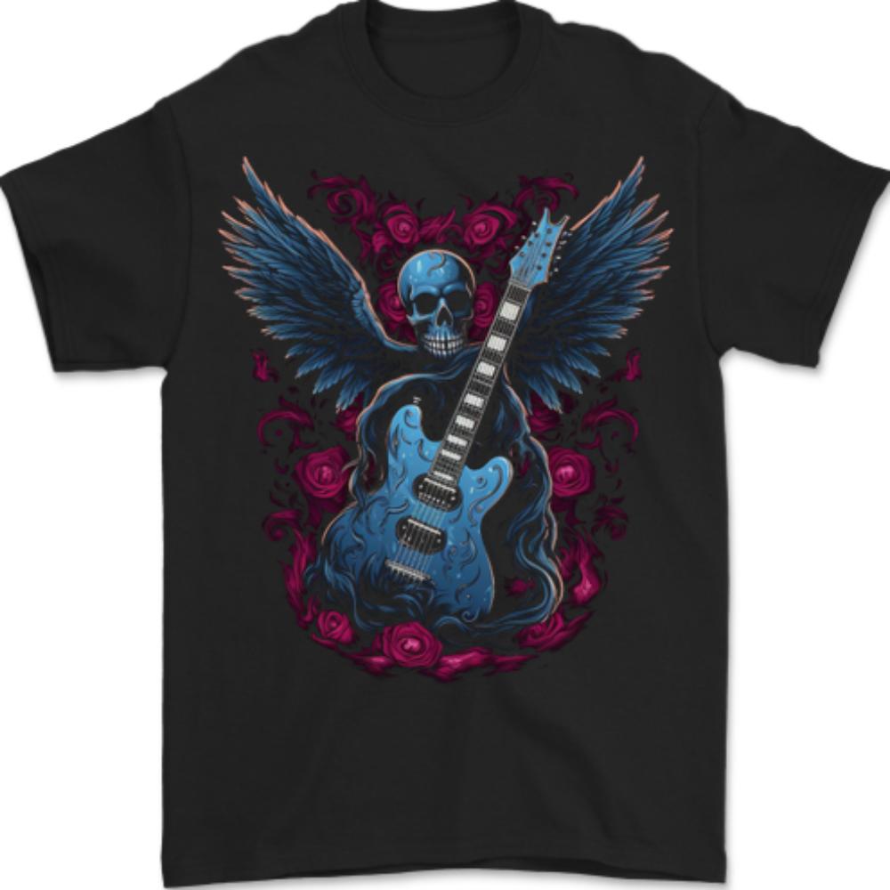 Guitar Skull Heavy Metal Rock Music Band Wings Unisexs TShirt 100 Cotton S