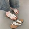 Soft-soled Roman sandals 2025 new Korean version of toe vacation beach shoes flat-soled cool slippers women's summer wear