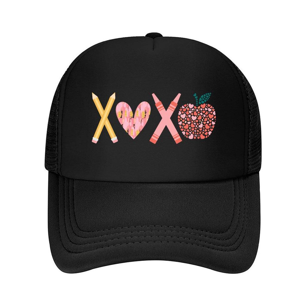 Cute Pencil Heart Crayon Apple Classroom Decor Mesh Baseball Cap Hip Hop