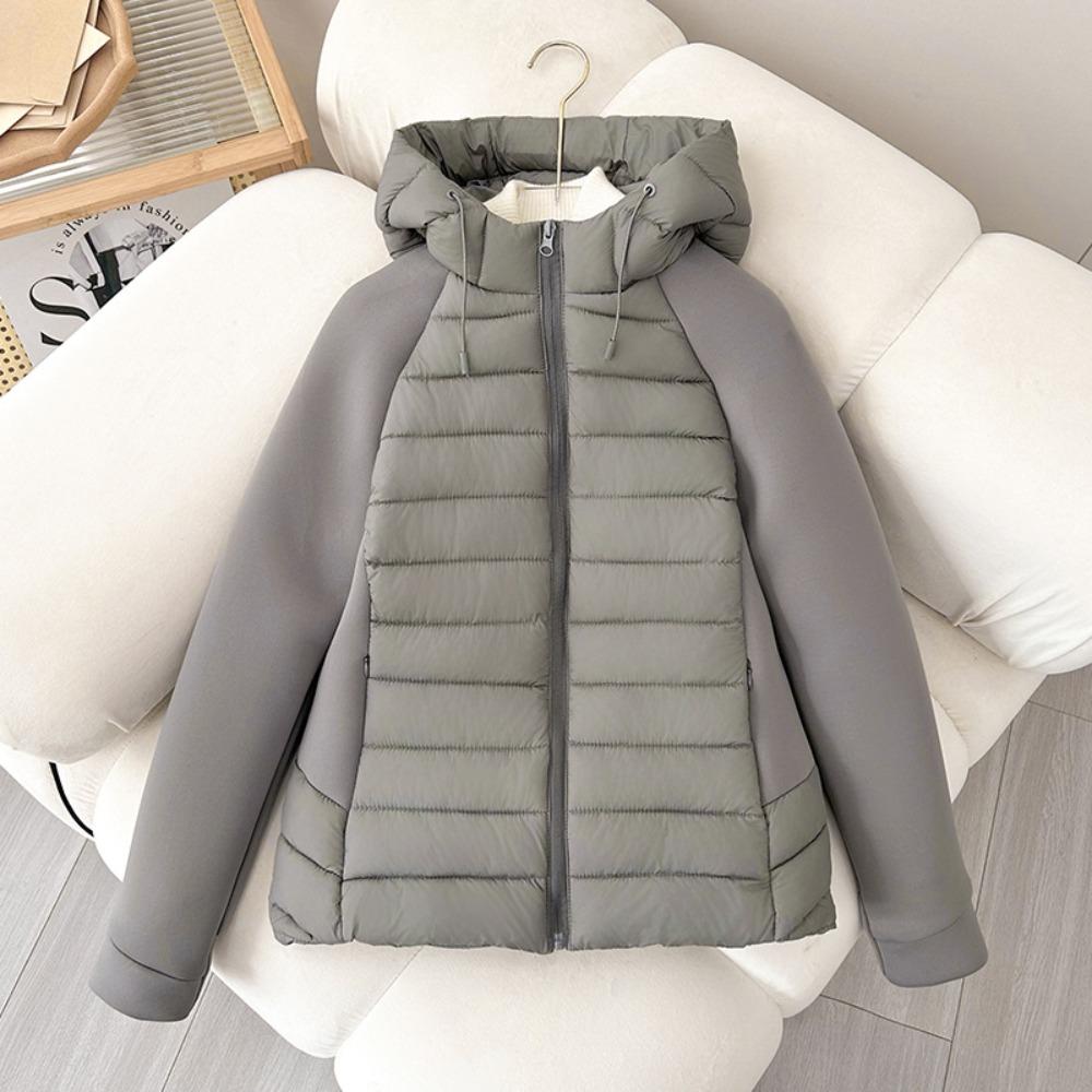 Women's Hooded Long Sleeve Coat Fitted Casual Lightweight Puffer Jacket for Winter Wear