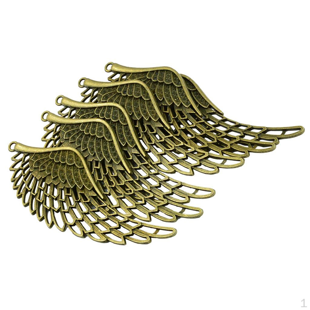 6 Pieces Bronze Angel Pendant Necklace Wing Jewelry