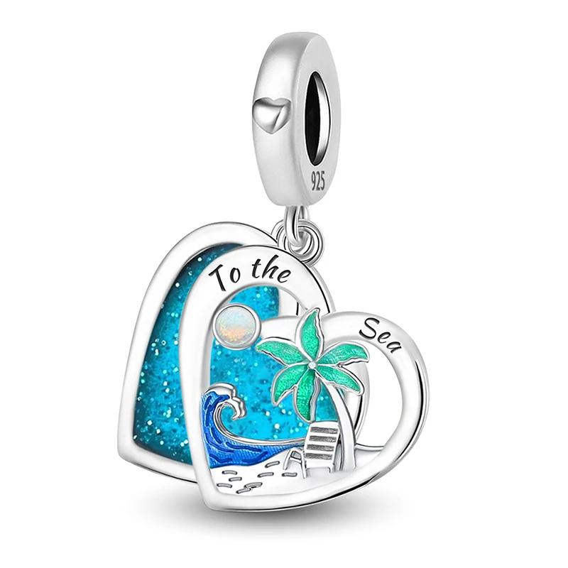 Copper Jellyfish Seahorse Blue Ocean Series Charms Beads Fit Diy Bracelet Making Gift Of Fine Jewelry For Womens