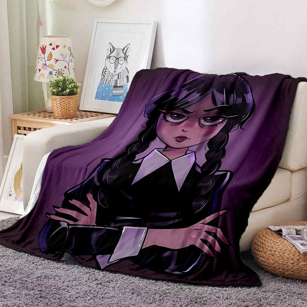 1pc Wednesday Addams Blanket Lightweight Flannel Blanket Throw Blanket For Sofa, Bed, Travel, Camping, Livingroom, Office, Couch