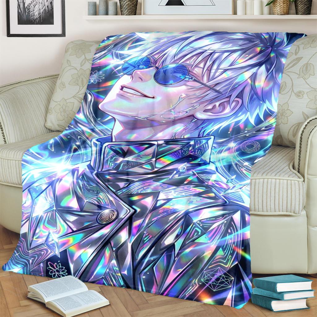 Warm Soft Blanket Jujutsu Kaisen Print Flannel for Bedrooms, Sofas, Beds, Chairs, Picnics, Travel