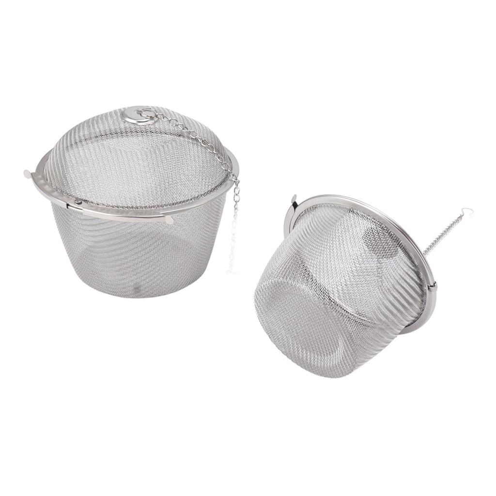 2pcs Mesh Tea Stainless Steel Tea Strainer with Hook Chain for Spice Soup Tea Herbs