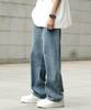 [eternal Cycle] Eternal Cycle Wide Denim Jeans - Men's Denim Pants, Loose Fit, Wide Leg Jeans, Baggy Pants, Casual EC-004 (M, Navy)