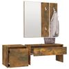 VidaXL Hallway Furniture Set Entry Bench Mirror Coat Rack Panel Cloakroom Set Smoked Oak Wood 3120194