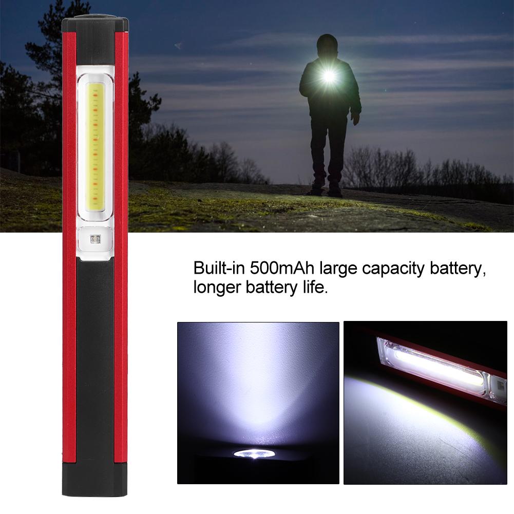Outdoor Portable LED COB Magnetic Flashlight Emergency Work Lamp USB Charging White Red Light(white