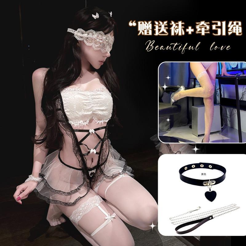 Sexy Lingerie Hot Passion Maid Set Perspective Pajamas Lace Seduction Busty Tits Maid Uniform A