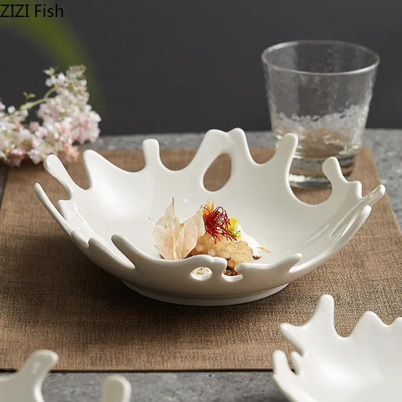 Coral Shaped Irregular Ceramic Plate Salad Dessert Coral Plate Household Tableware Set Dinner Dish Kitchen Utensils Porcelain