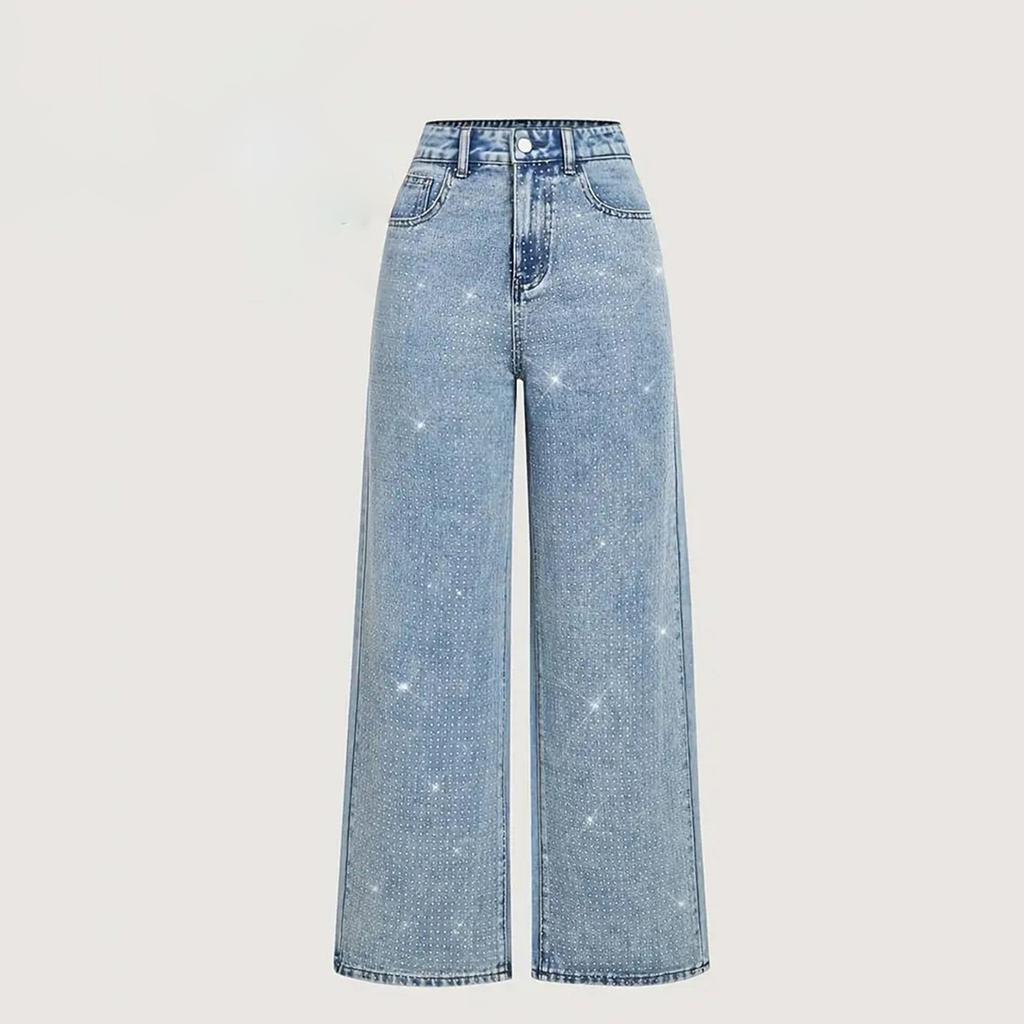 Pantaloni da Donna Taglia Grande Jeans Elasticizzati Larghi Pantaloni Semi-Elastici