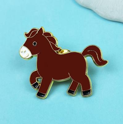 Adorable Horse Cartoon Brooch: Drip Oil Alloy Good Luck Badge, Backpack Decoration.