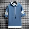 Sommer Herren Casual All-Match Kapuzenpullover Schnelltrocknendes Laufsport Herren Bedrucktes Kurzarmoberteil