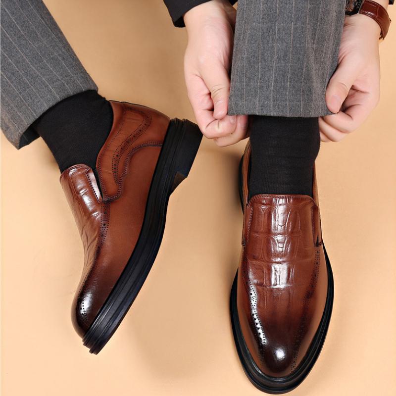 Fashion British Cowl Leather Men's Wedding Shoes Fashion Platform Business Men's Dress Shoes Designer Spring Autumn Brogue Shoe Male