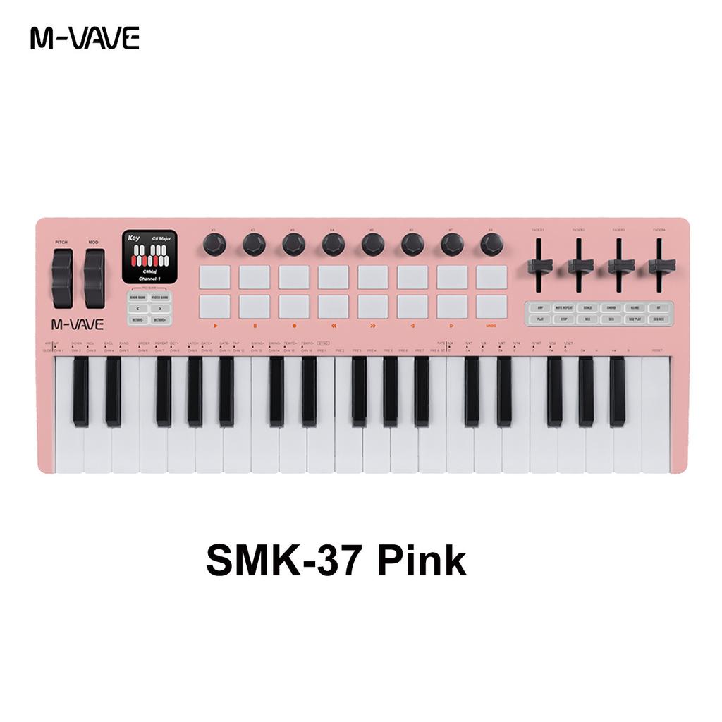 M-VAVE SMK-37 37 Key PRO MIDI Keyboard Controller with 16 RGB Pads & 8 Knobs Supports Wireless Connection to Multiple System