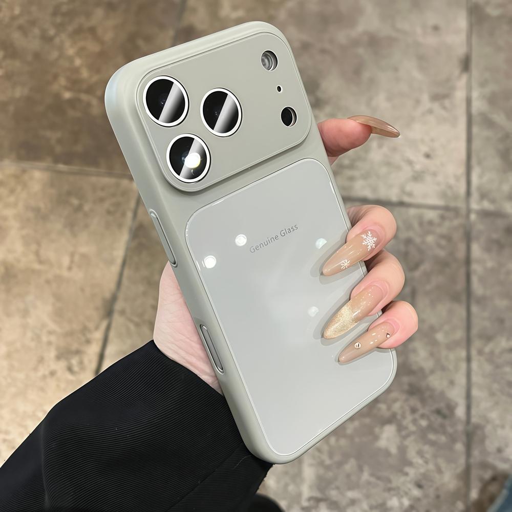 Genuine Glass Glossy Hard Shockproof Case for iPhone 17 16 15 14 13 12 11 Pro Max Plus Macaron Candy Color Cover for iPhone Air