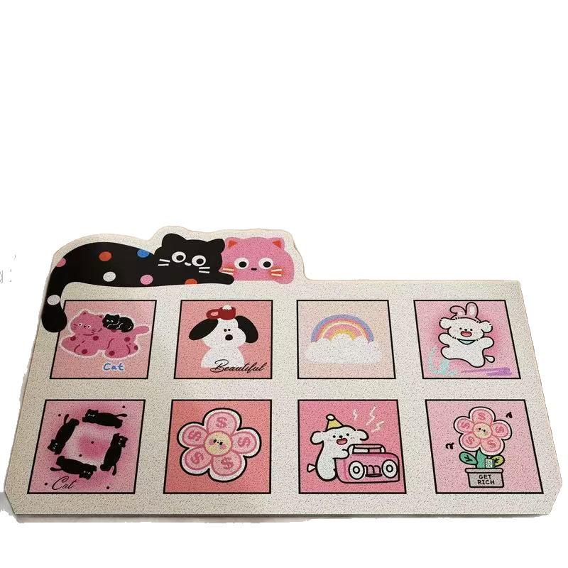Cute Cartoon PVC Doormat: Non-slip, Dirt-resistant, Cuttable Foot Mat for Home Entrance