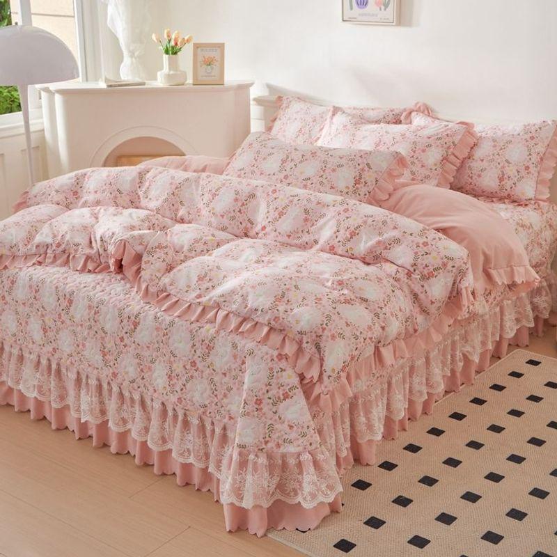 Princess Style Quilted Bed Cover Set: