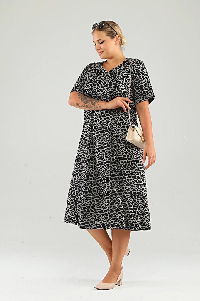 Sukienka damska w dużym rozmiarze, sukienka plus size we wzór w kropki i panterkę