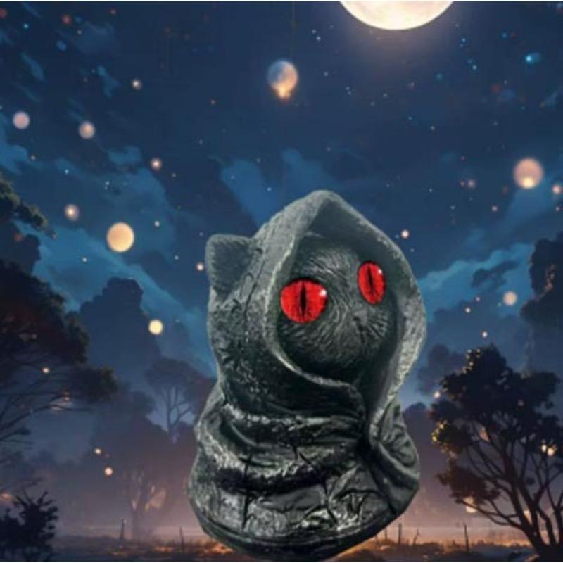 A Mysterious Resin Figurine of A Cat Wearing A Hat for Halloween