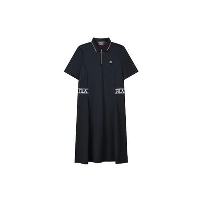 Logo Fashion Casual Sports Breathable Polo Short Sleeve Dress Women Dresses Legendary-Blue F11W121340F-NV