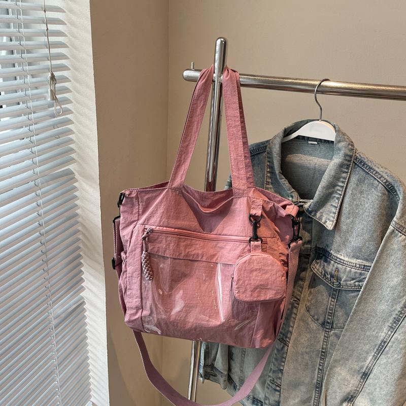 2025 Summer New Large-capacity Commuter Cloth Bag Casual Solid Color Nylon Messenger Bag Shoulder Underarm Tote Bag
