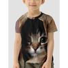Children Clothes Girl Boys T-shirt Summer Fashion 3D Cat Print Cartoon Casual Fun Comfortable Round Neck Short Sleeve T-shirt