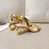 2026 European & American Gold Mid-Heel Sandals for Women - One-Strap, Thick Heel, Fashionable & Versatile