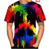 Summer Round Neck 3D Graffiti Print Top Fashionable Casual Short Sleeved Men's T-shirts