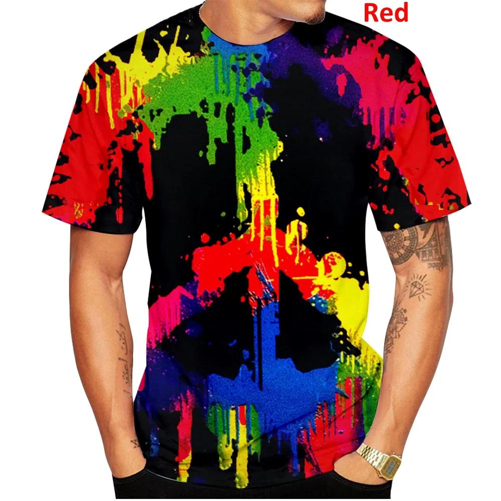 Summer Round Neck 3D Graffiti Print Top Fashionable Casual Short Sleeved Men's T-shirts